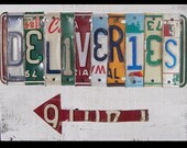 Funky Name Word Block Personalized with your Store - Shop - Child's Name - Recycled Art Company - Vintage License Plate Sign Art