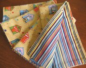 Cloth Dinner Napkins Beach Reversible Houses Stripe Set of Four