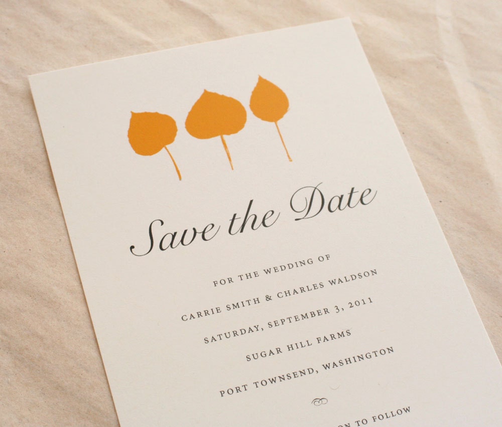 100 Save the Date postcards Aspen leaf