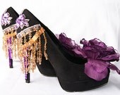 Sale - Shoes: (UK 5/EUR 38/USA 7.5) "Nocturnal Circus" by Shake It Doll vegetarian burlesque black lilac gold