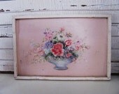 vintage tole painted wooden tray... shabby and gorgeous