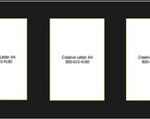 5 opening Black Mats 3pack-holds 4x6 Alphabet Photographs for name art, Wedding gift or word art.