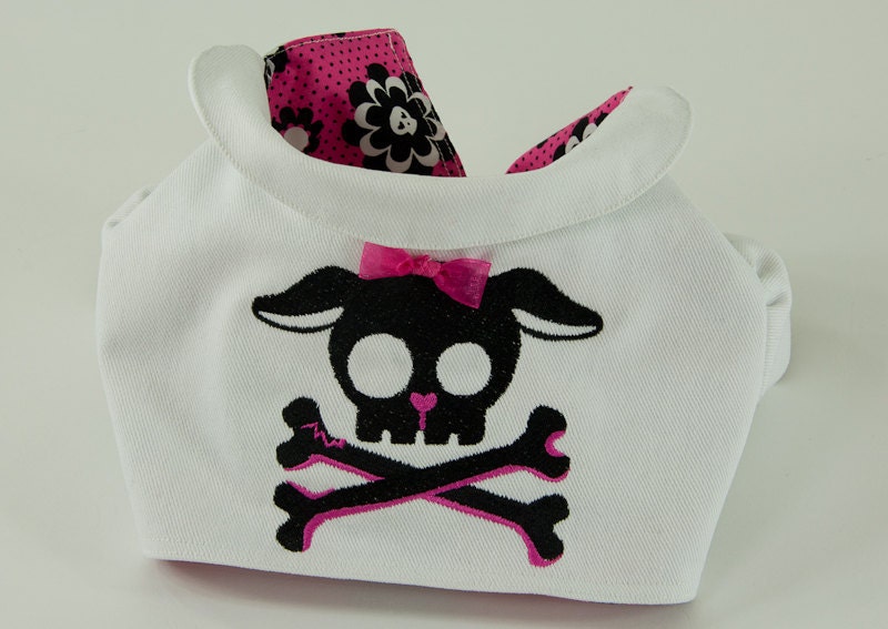 White Skull and Bones Jeans Dog Jacket