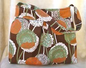 Brown, Orange and Green Mums Japanese Fabric  Market Tote Bag . . . BadkittyHawaii