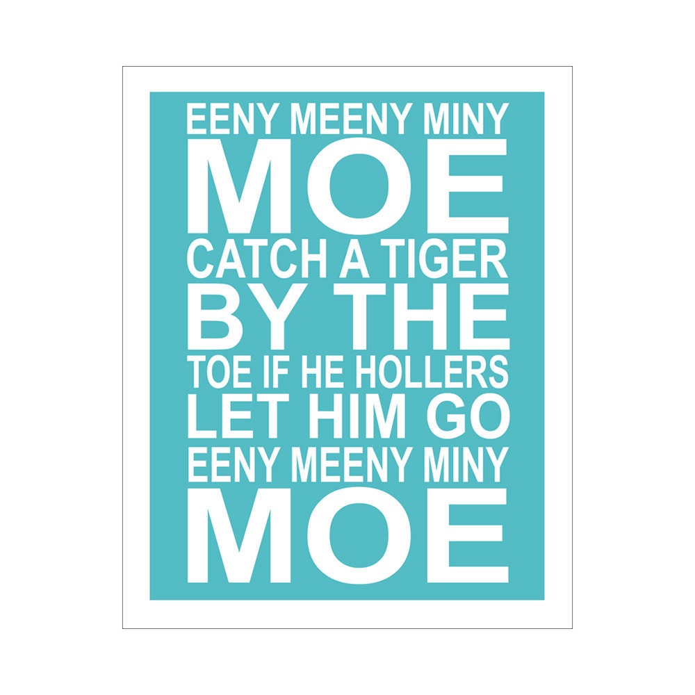 Eeny Meeny Miny Moe 8x10 inch print by Finny and Zook