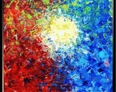 ORIGINAL Commission Sun sunset Landscape Abstract Texture Art painting great 32x32 Modern Contemporary acrylic Painting Made to Order by OTO