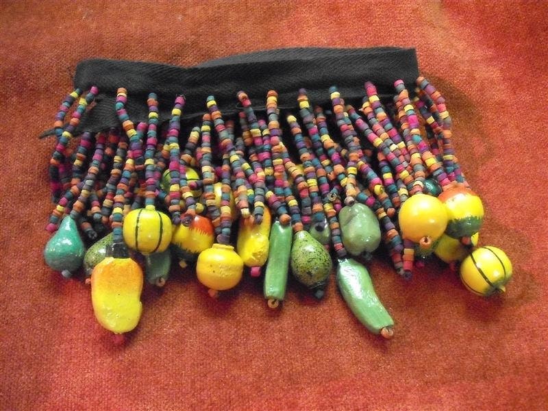 Hand Carved Wood Beaded Trim - Fruit