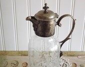 Silver and Etched Glass Water Pitcher by avintageobsession on etsy