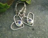 Sterling Silver Earrings SALE 50% OFF Sweet Hearts with Iolite