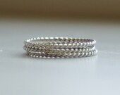 Skinny Thin Tiny Stackable Twisted Sterling SIlver Rings- Made to order in your size