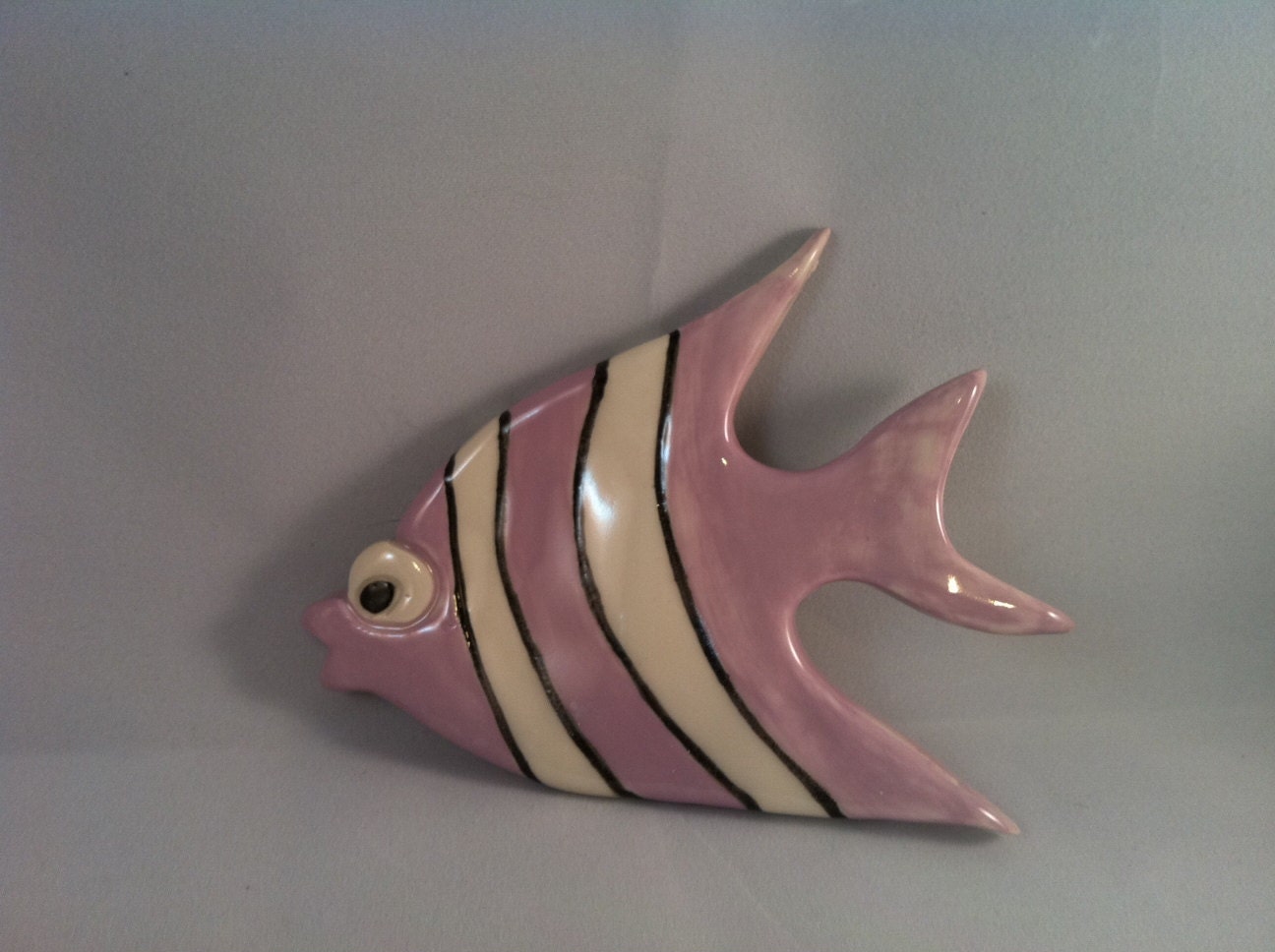 Large Lavender Angel Fish Ceramic Art Tile