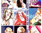 ACEO ATC Backgrounds Lana Turner Hollywood Movie Star Set of Nine  Digital Designs Collage Sheet Vintage Altered Art For Card Making Scrapbooking And Journals