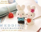 Custom Wedding Cake Topper -Handmade lovely , cute rabbit and bunny with sweet heart