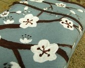 Blue Hand Painted Cherry Blossom Phone Purse with Lobster Clip and Money Pocket