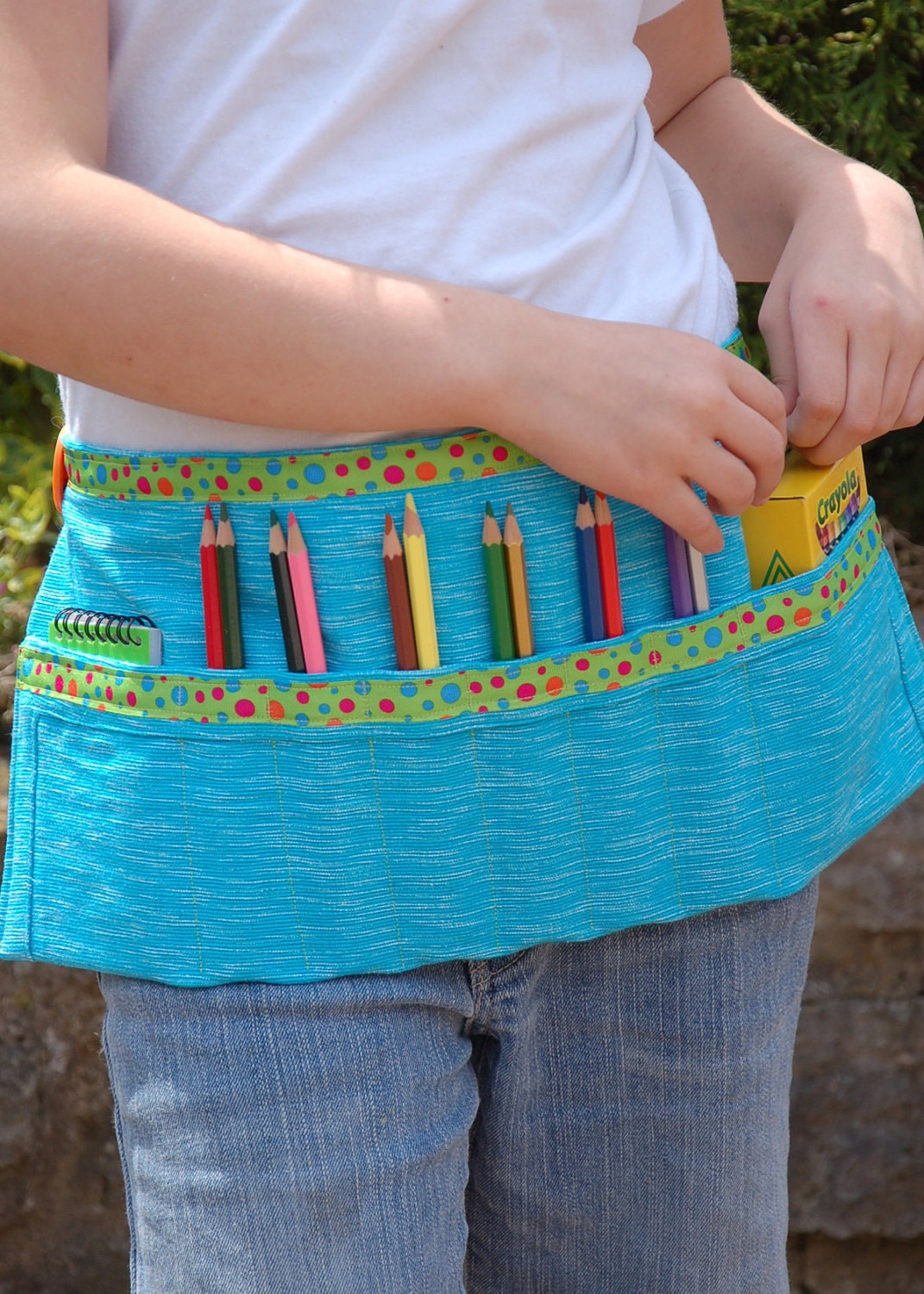 Blue Polka Dots Upcycled Little Artist Apron