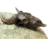 Bronze Bison Skull Pendant Necklace