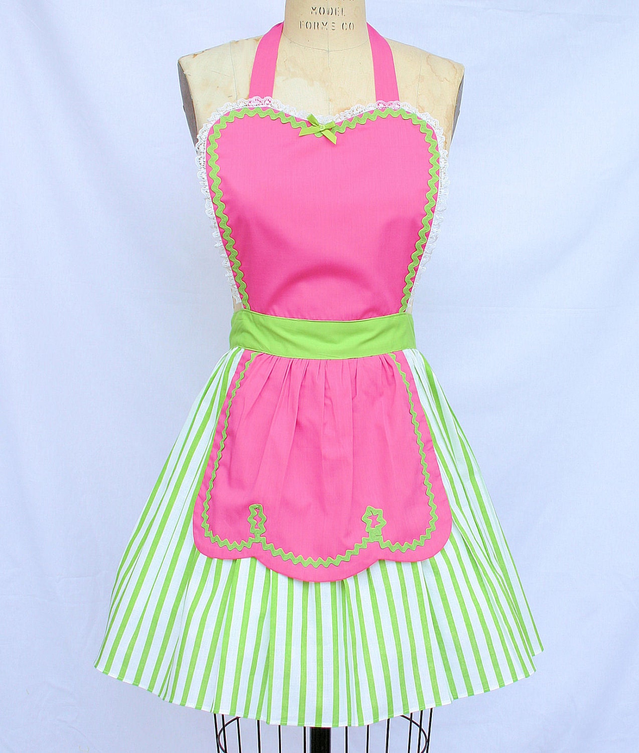 FIFTIES Diner Waitress RETRO turq PINK womens full apron ice cream parlor sexy hostess bridal shower gift vintage inspired Candy shop