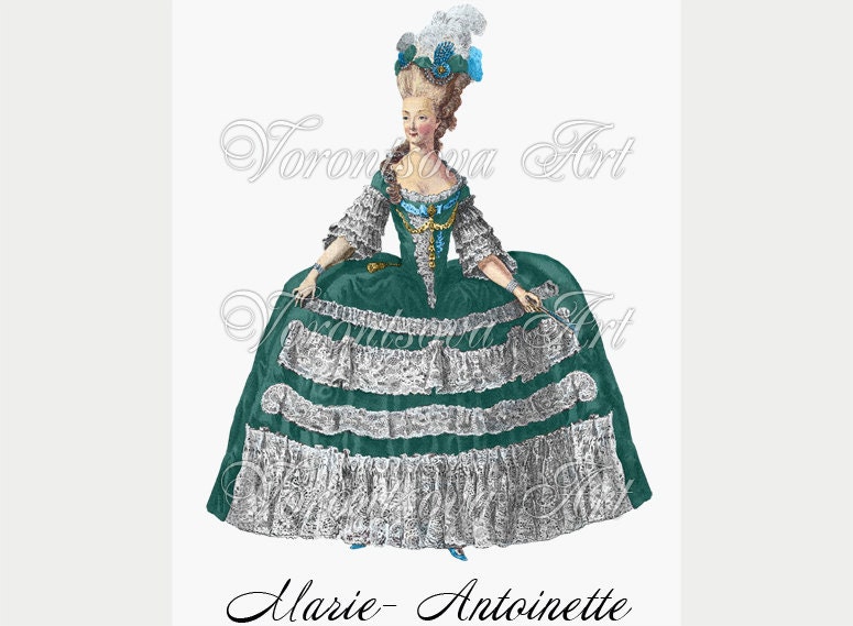 Green Party Marie Antoinette Image Transfer for PILLOWS, tea towels, appron, bags and more. Download and print 020