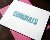 CONGRATS Notecard with Hot Pink Envelope - 4.25 x 5.5 inch folded greeting card