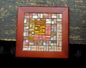 Peach and Coral Asymmetric Log Cabin Mosaic Trivet