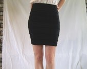 Ridged Black Tube Skirt
