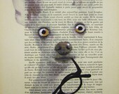 Clever Chichuahua - ORIGINAL ARTWORK Mixed Media, Hand Painted  on 1920 famous Parisien Magazine 'La Petit Illustration' by Coco De Paris