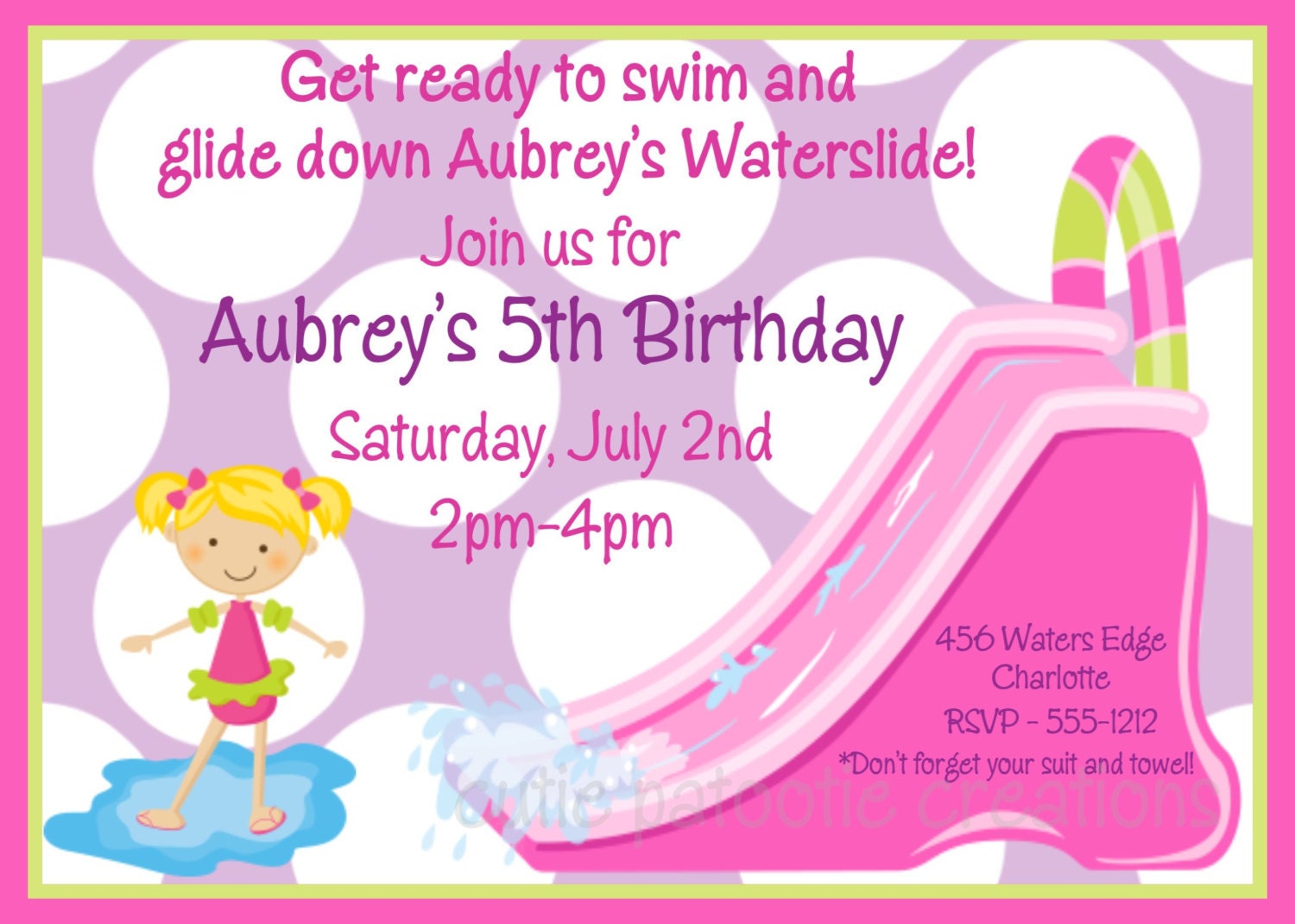 Pool Party Birthday Invitation Water Slide Birthday Invitation Printable Digital Party Invite Boy or Girl