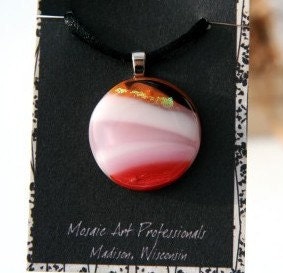 Fused Glass Pendant Sunset Pink