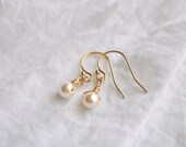 Tiny Pearl Drop Earrings - Ivory Swarovski Pearl & Gold Filled
