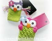 PDF Pattern Cute Crochet OWL Cell Phone Cozy and Nintendo DSi / 3DS / DS Lite Case Cozy Angels Boutique Design - No. 18