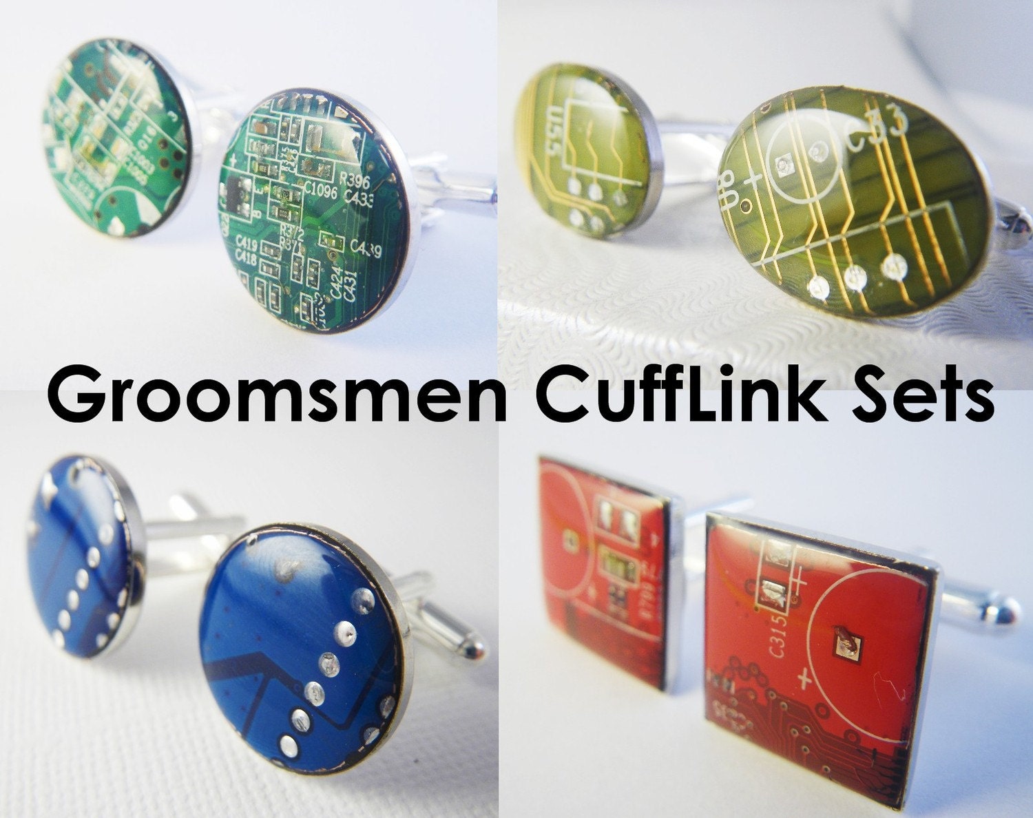 Circuit Cuff Links Groomsmen Set of 4