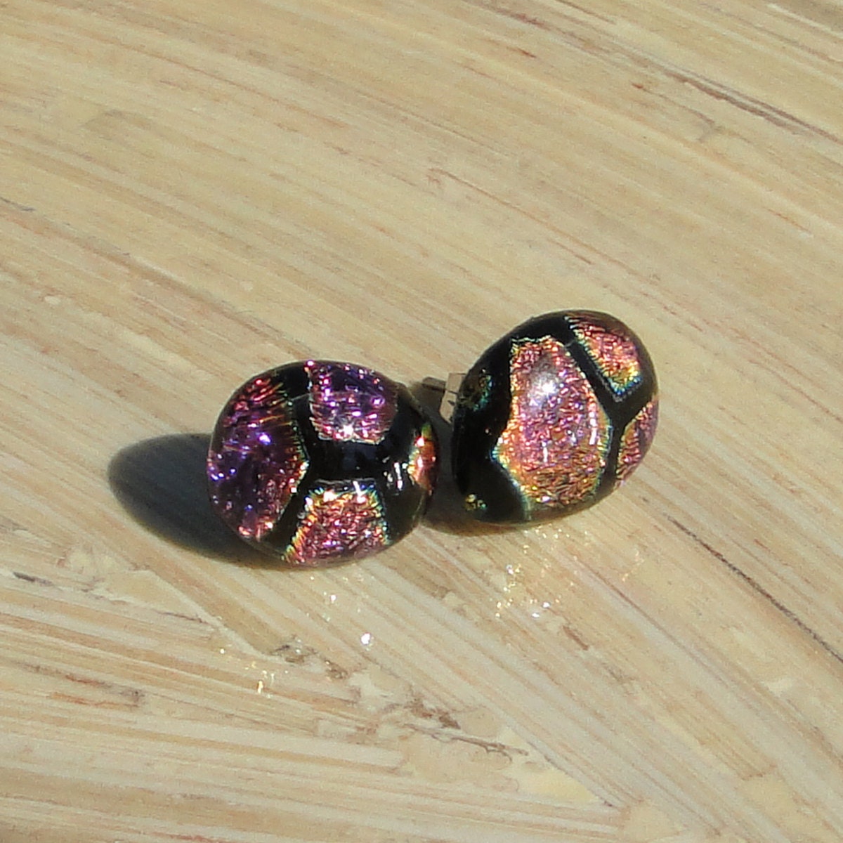 Honeycomb Dichroic Glass Earrings