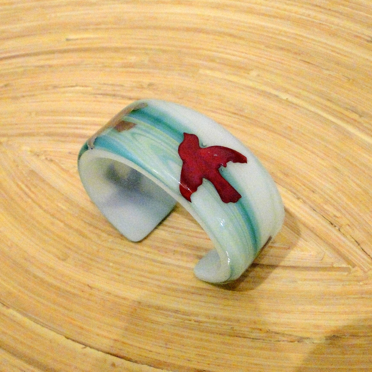 Bird is the Word Fused Glass Cuff