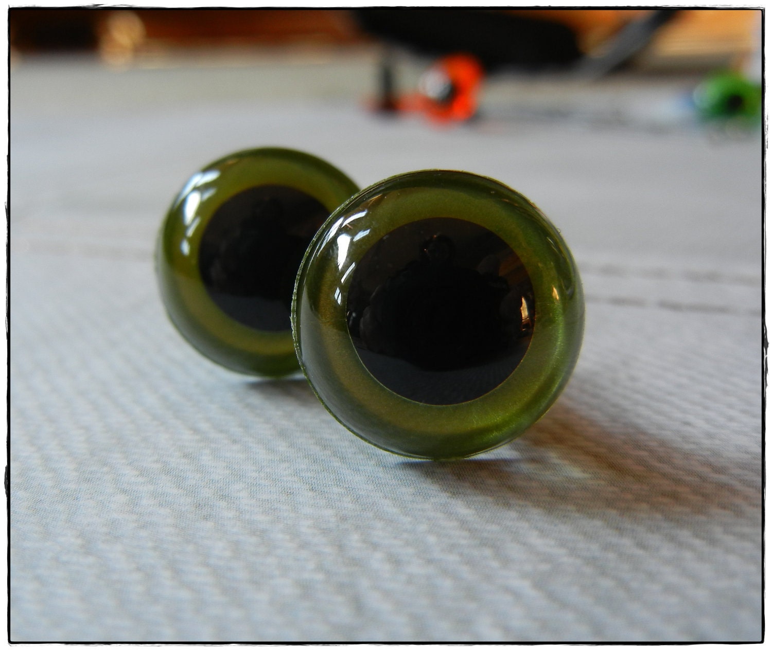 15mm Green Pearl Safety Eyes for Plush Stuffed Animals 10 Pieces
