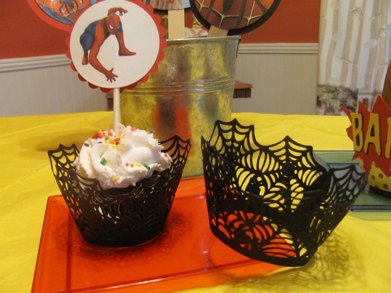 Super Hero Cupcake Wrappers for the Spiderman or Superman Fan