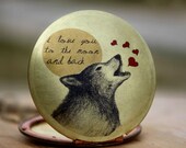 Valentines Day Necklace - heart love wolf locket necklace romantic quote I love you