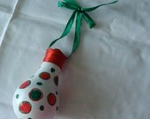 Red and Green Polka Dot - Lightbulb Ornament