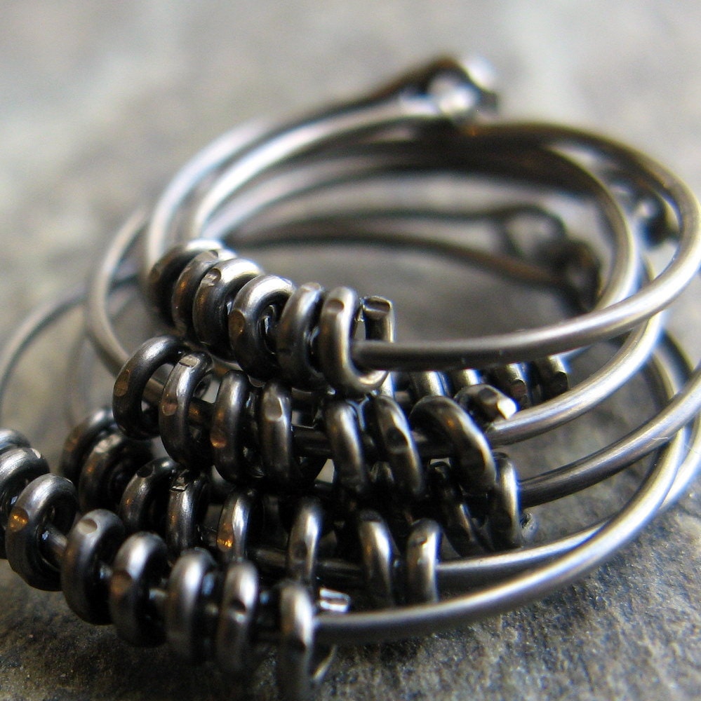 coil hoop stack-- graduated niobium hoops-- 3 pair-- handmade by thebeadedlily on etsy