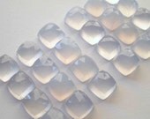 Semi Precious Cabochons Chalcedony Faceted Antique Cushion 7mm TWO CABS