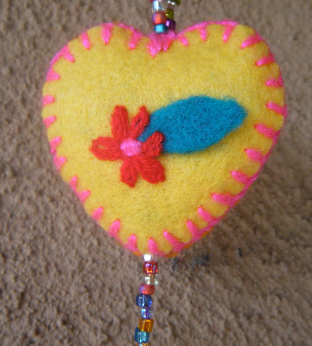 Hearts and Flower Felt dangly mobile