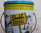 vintage tin Shedds peanut butter pail with lid