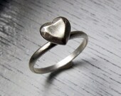 Sterling heart ring - faceted metal heart - modern sweetheart - artisan metalsmith - recycled sterling silver