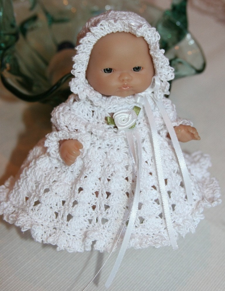 PATTERN Crochet 5 inch Berenguer Baby Doll Christening Dress Set