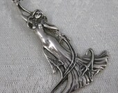 Vintage Sterling Woman Lady of the Lake Goddess Pendant
