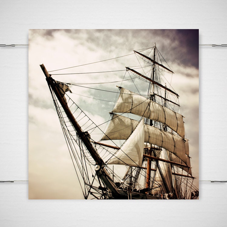 Peter Pan Pirate Ship Photograph Pirates' Life For Me 5x5 Fantasy fairy tale nursery children's room halloween sinister gothic wall art