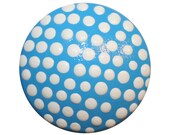 Ocean Blue with White Polka Dots Dresser Drawer Knobs