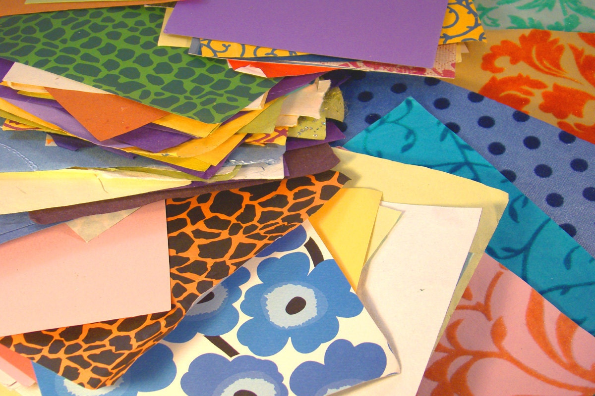 One Pound of Assorted Colorful Paper Patterned Collage Cardmaking Scrapbooking SALE