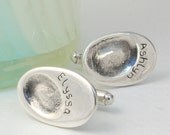 Large Oval Silver Fingerprint Cufflinks
