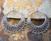 2 Antique Silver Filigree Hoops -  Trinity Brass LOW SHIPPING