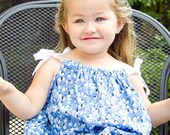 Pillowcase Top and Ruffle Jeans - bluebonnet print - wildflowers - blue